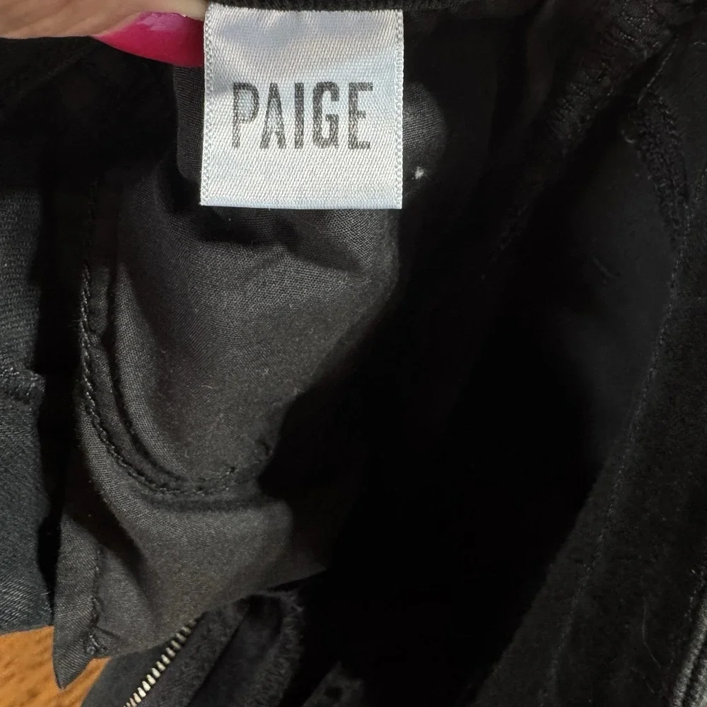 PAIGE‎ Stella High-Rise Straight Jeans Black Overdye Size 24 NWOT Stretch